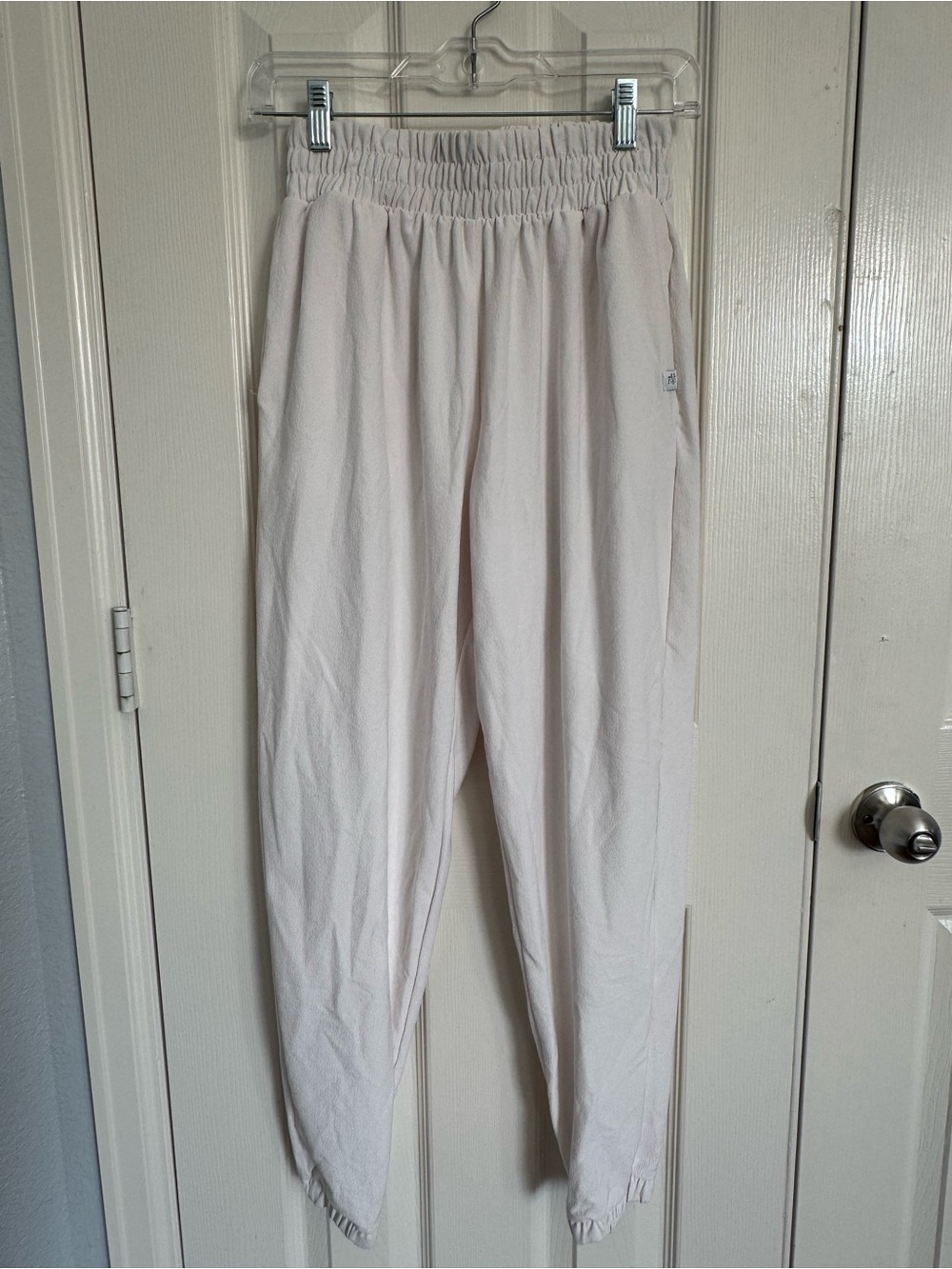 White Elastic-Waist Hip Hop Joggers